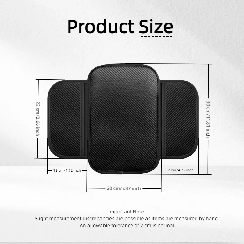 1PC Carbon Fiber Texture PU Leather Car Armrest Box Pad, Wear-Resistant and Non Slip, with Storage Bag, Car Interior Accessories image 2