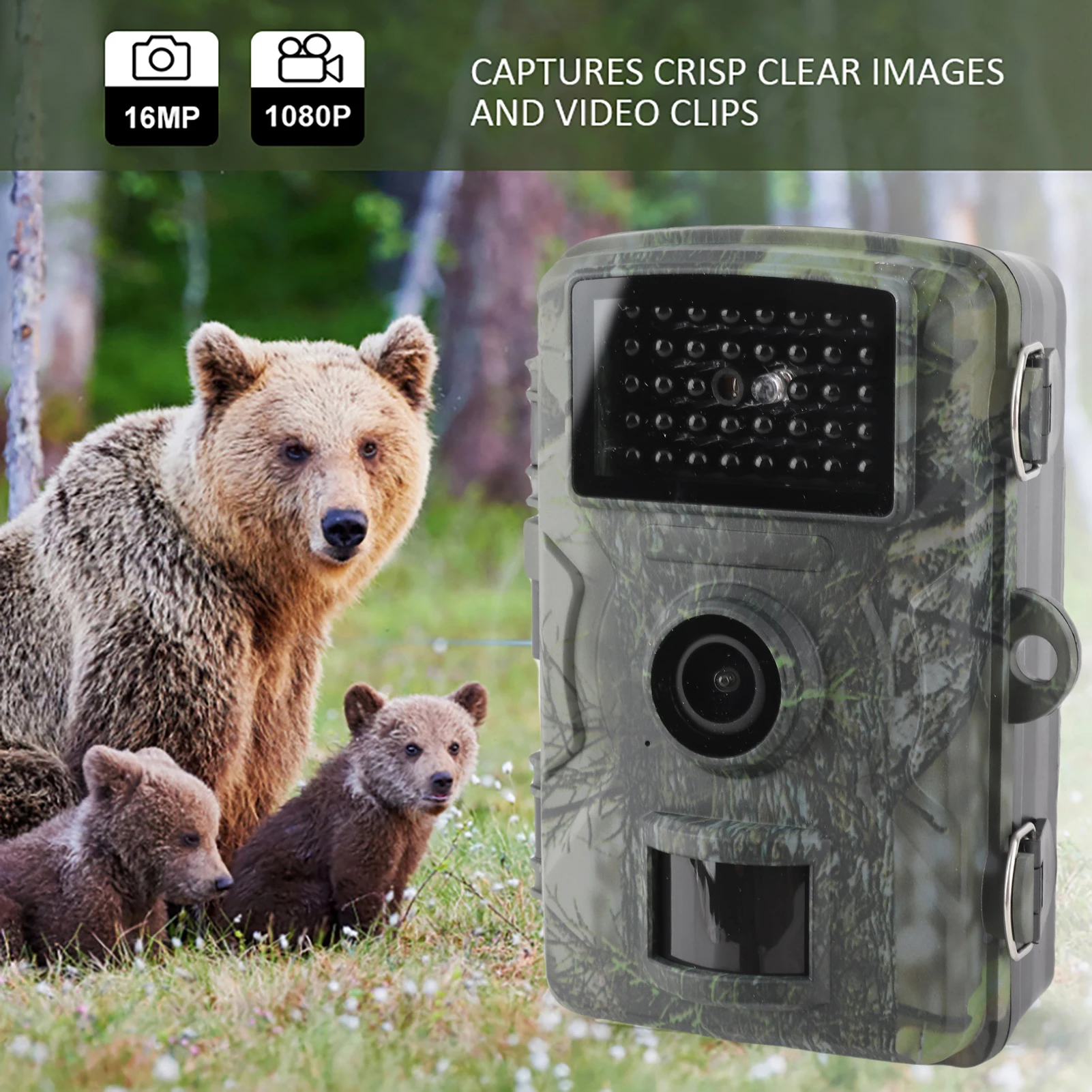 【Neu】16MP 1080P Wildtier- und Jagdkamera, bewegungsaktivierte Überwachungskamera, IP66, wasserdicht, Nachtsicht für den Außenbereich