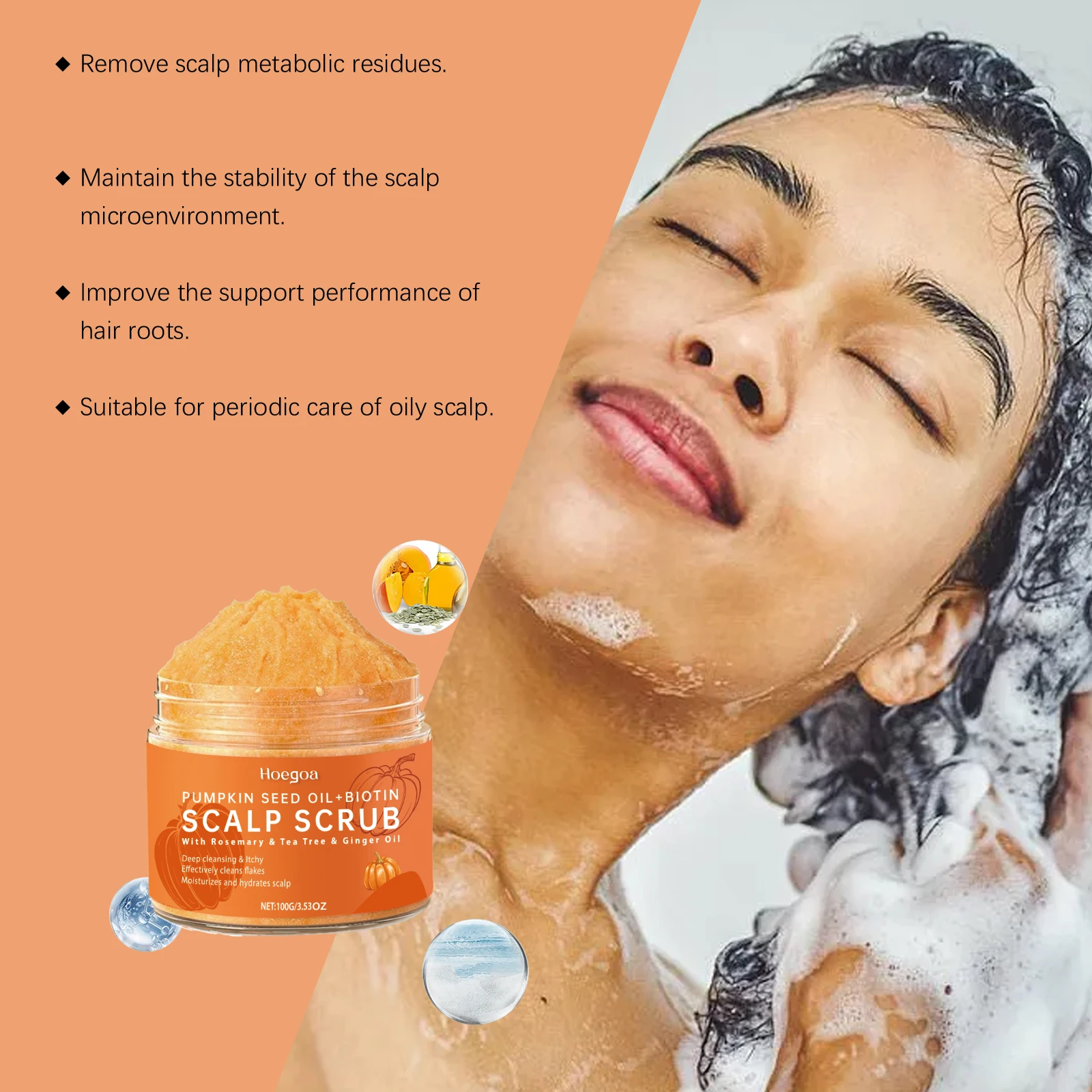 

Скраб для кожи головы с тыквой и массажной расческой, противозудный, контроль жирности, удаление перхоти, ремонт, барьер для кожи головы, отшелушивающий скраб из чайного дерева