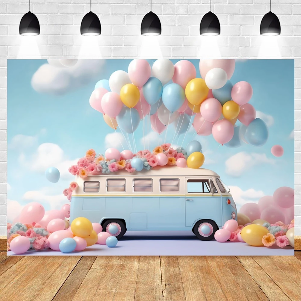 Newborn Baby Shower Backdrop for Girl Boy Kids Birthday Party Cake Smash Boho Balloon Photography Background Photo Studio Props