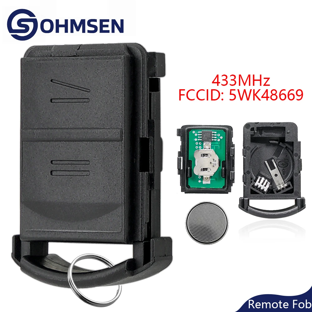 

OHMSEN Remote Key Fob for Opel Vauxhall Corsa C Meriva Combo Agila Tigra 2 Button 433MHz FCCID: 5WK48669
