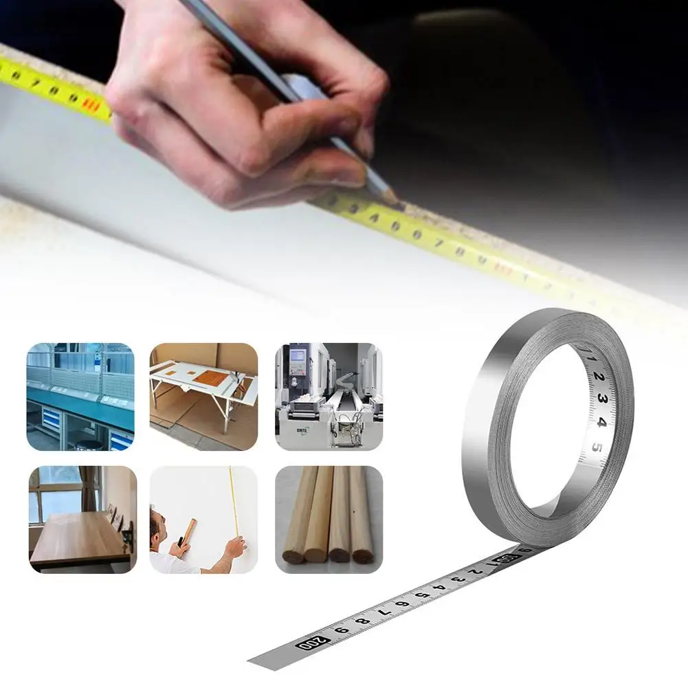 Self-Adhesive Measuring Tape Stainless Steel Workbench Ruler Adhesive Backed Tape Measure Metric Scale Rust-Proof Ruler