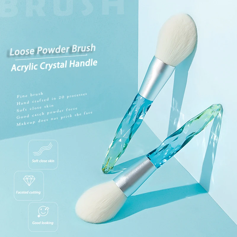 

Powder Makeup Brush PVC Crystal Handle Wool Fiber Hairs Full Coverage Face Powder Brushes Beauty Cosmetic Brush For Women