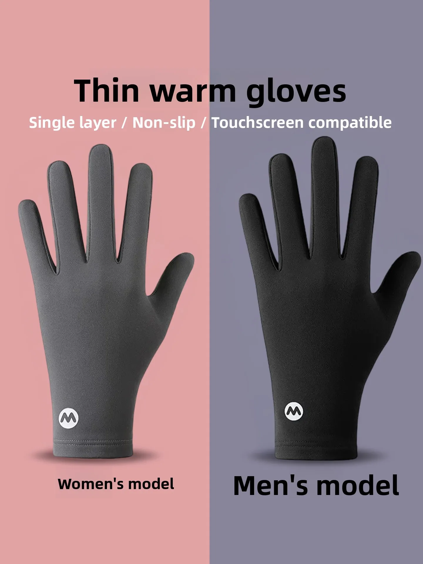 Touchscreen Winter Cycling Gloves Women's Thin Fleece Lined Warm Windproof Snowboard Inner Driving Anti-slip Gloves for Couples
