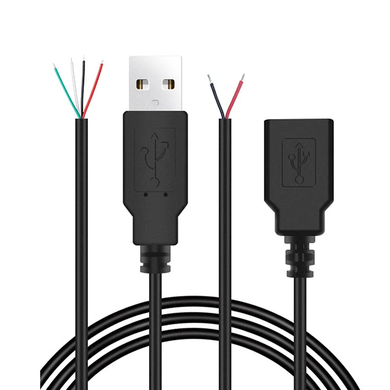 30cm 1PC Power Supply Cable 2 Pin USB 2.0 A Female Male 4 Pin Wire Jack Charger Charging Cord Extension Connector DIY 5V Line