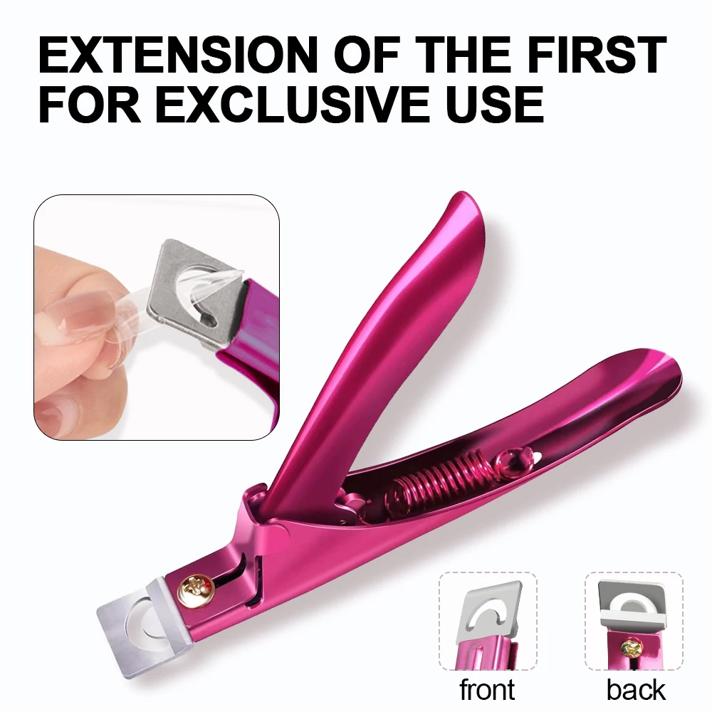 Professional Acrylic Nail Clipper U Shape Stainless Steel Trimming Straight Cutter with 12 Pieces Magnet Nail Art Trimmer Kit