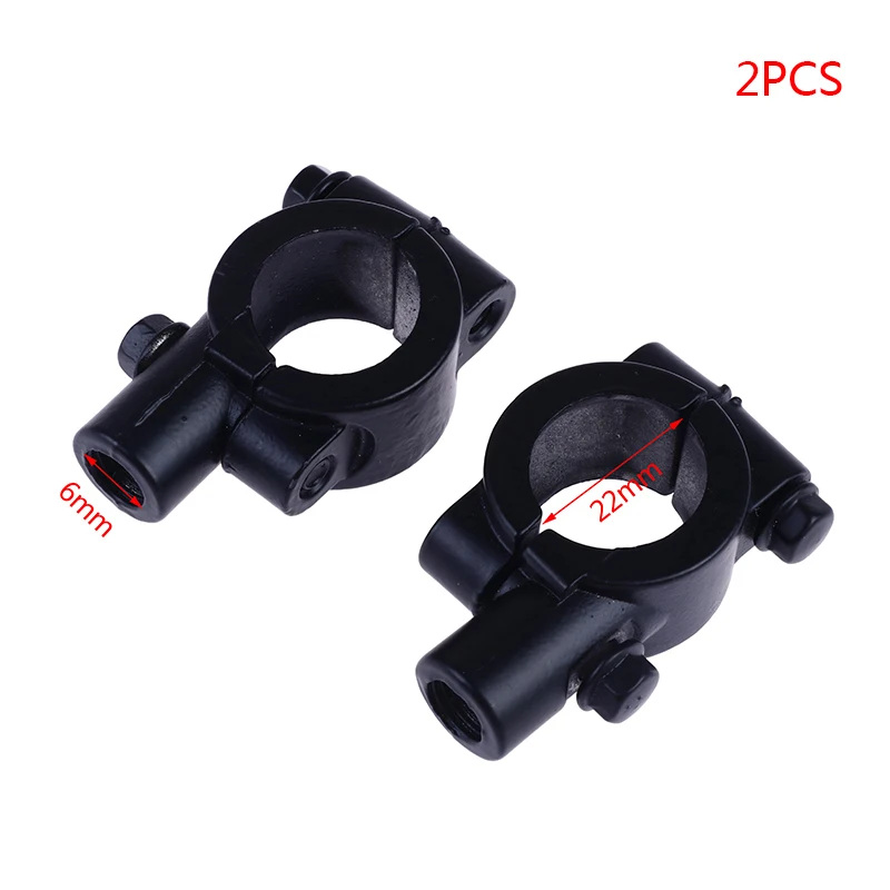 2pcs 7" Inch 22mm Handlebar 10mm 8mm 6mm Thread Motorcycle Mirror Mount Clamp Rear View Mirror Holder Adapter Silver Black