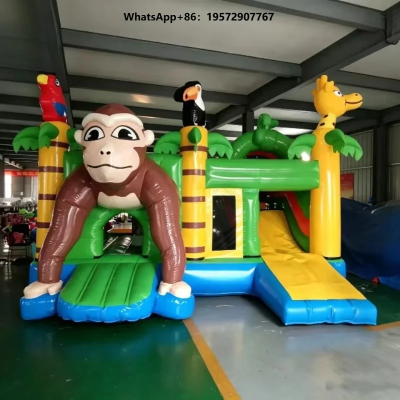 Giant Monkey Jungle Inflatable Bouncy Castle With Slide Inflatable Bounce House