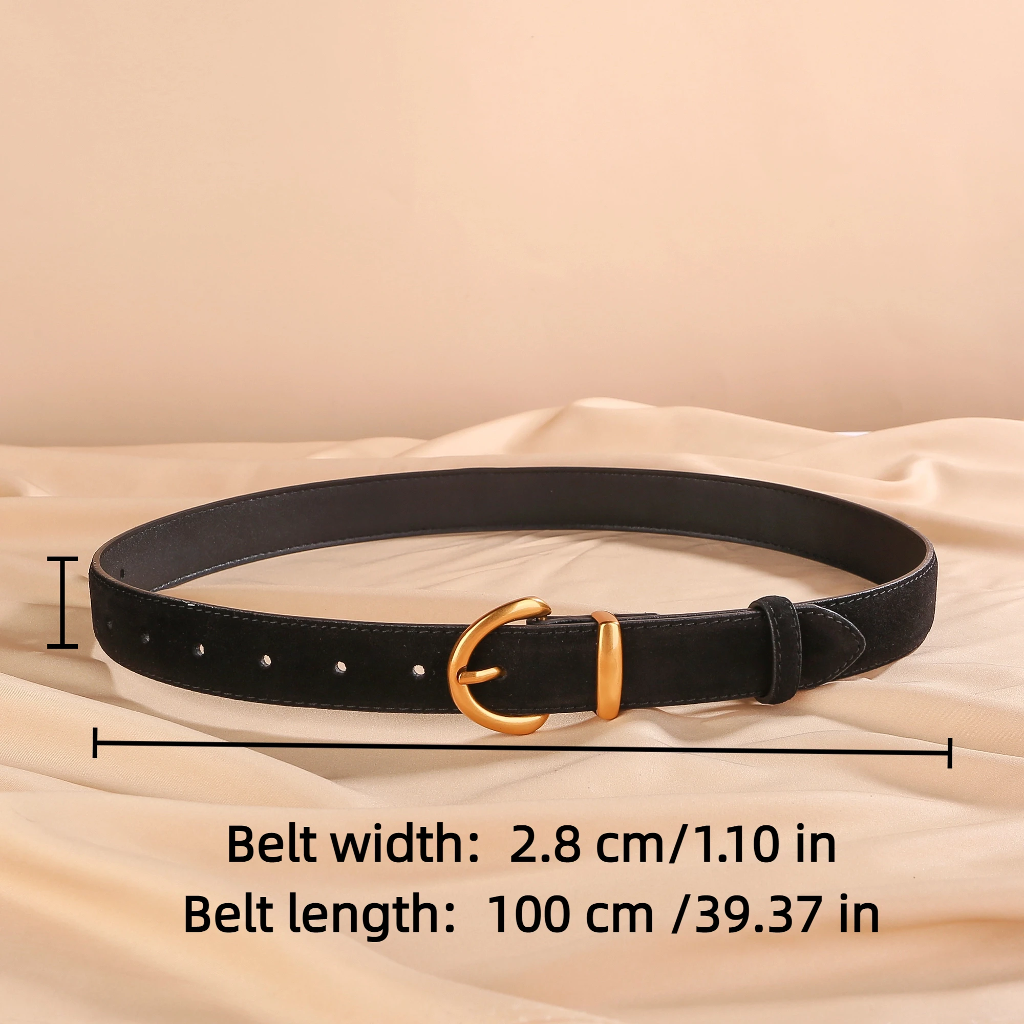 เข็มขัดหนังกลับสำหรับผู้หญิง ฤดูใบไม้ร่วง ฤดูหนาว สไตล์เรโทร แฟชั่น พร้อมหัวเข็มขัดโลหะผสม เข็มขัดเส้นใหญ่สำหรับกางเกงยีนส์และกางเกงขายาวทรงกว้าง