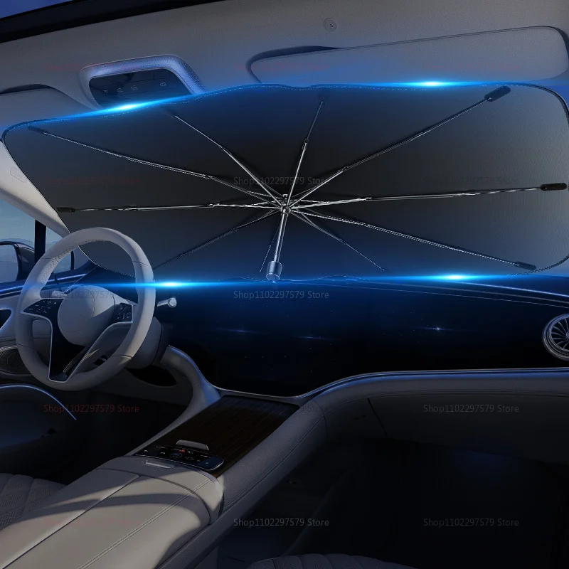 مظلة محمولة للزجاج الأمامي للسيارة داخل النافذة الأمامية للحماية من الشمس عازلة واقية من الشمس للتخزين المريح