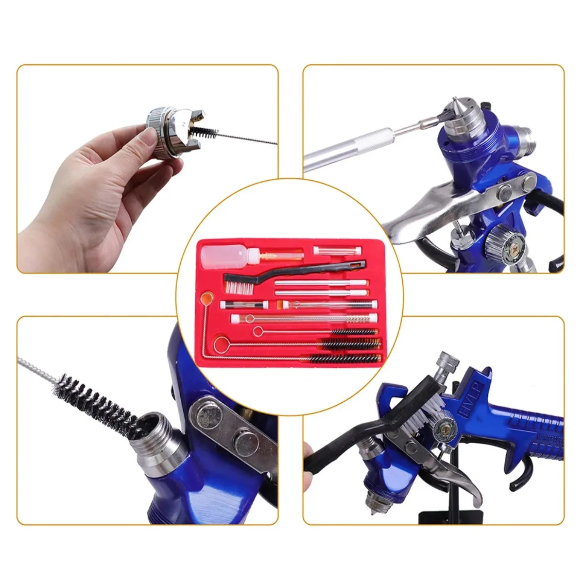 

Набор профессиональных щеток для чистки краскопультов, инструменты для удаления масляных пятен, комплект для ремонта аэрографов