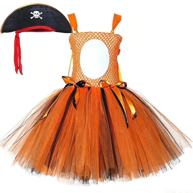 Classic Ocean Pirate Voluminous Tutu Dress Little Girls Adventure Outfit Ideal for School Show Festival Themed Cosplay Clothes