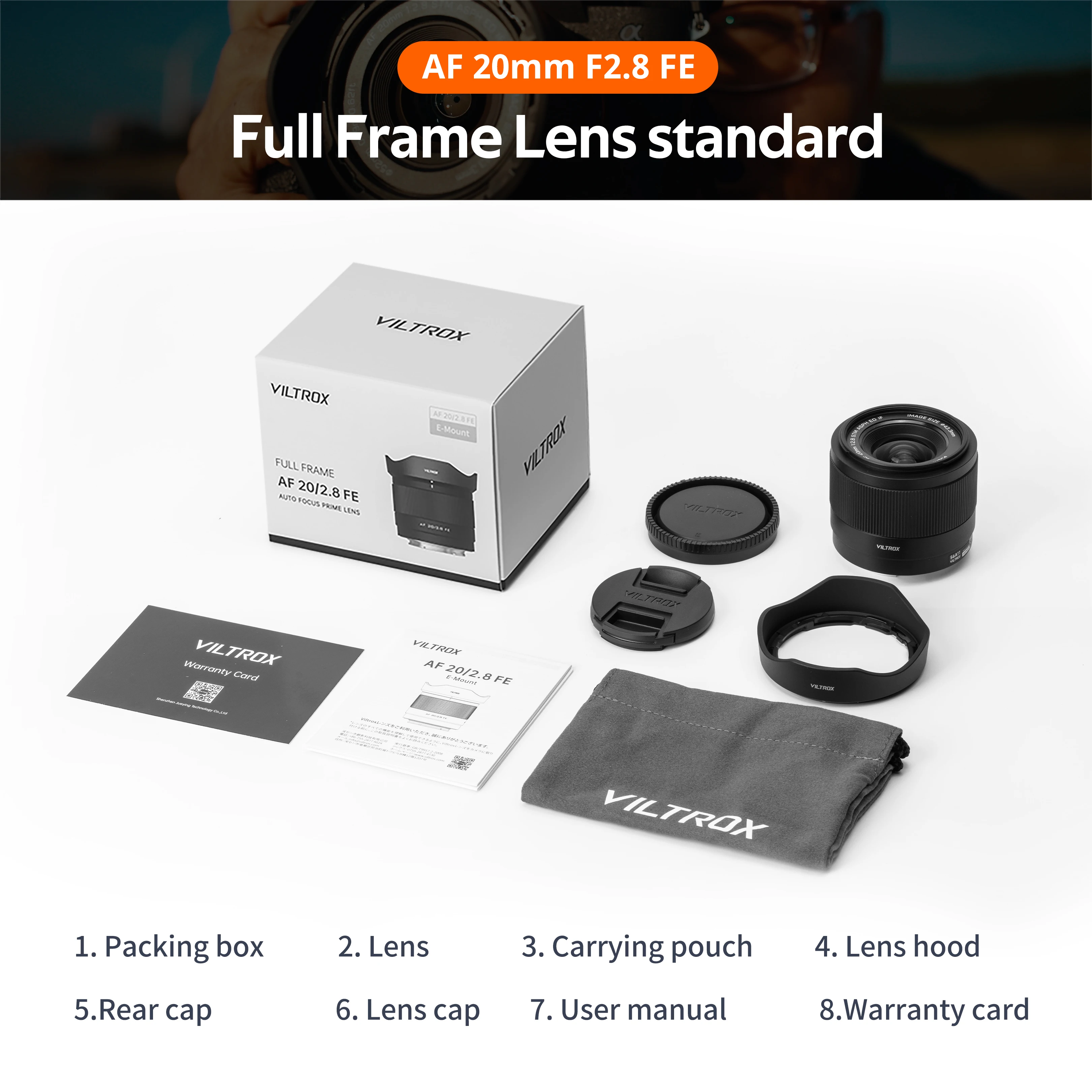 VILTROX 20mm F2.8 for Sony E-mount for Nikon Z-mount Camera Lens Full Frame Ultra Wide Angle Auto Focus Vlog Lens for A7C A6400 image 3