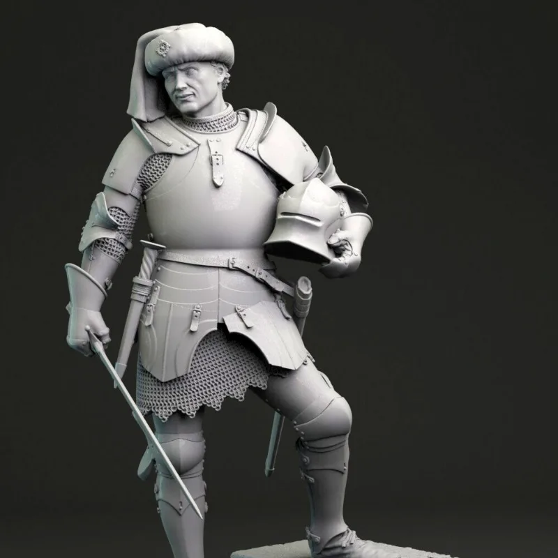 75mm Resin Figure Model Kit Italian Condottiere Commander Heavy Armor Knight Hobby Miniature Unassembled Unpainted Free Shipping