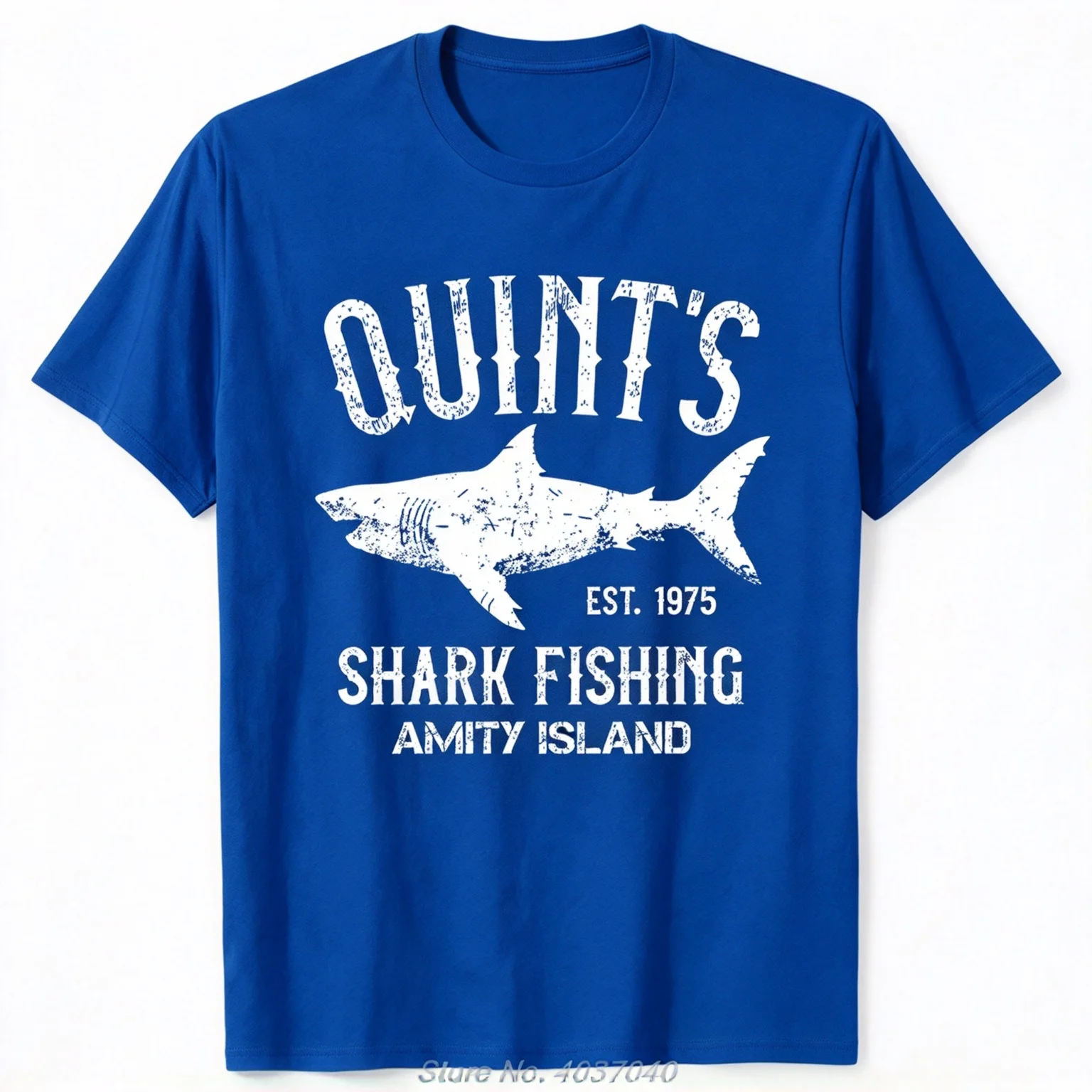 2026 Quints Shark JAWS Amity Island 1975 Navy T-shirt Men Cotton Clothing Casual Basic T Shirt  Tshirt Tees Tops New