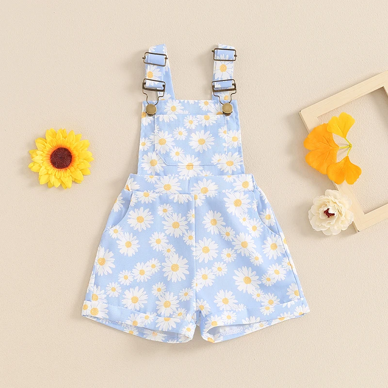 Adorable Baby Girl Floral Romper Sleeveless Jumpsuit Overall Shorts for Summer Toddler Casual Outfit Cute Clothes