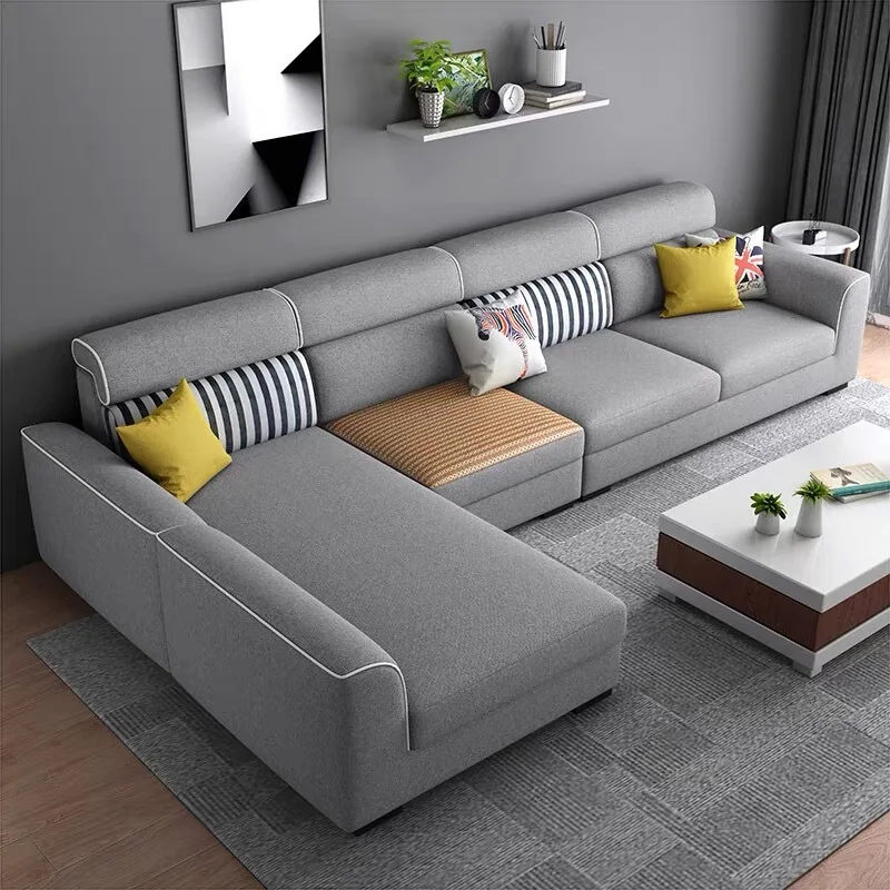 Nordic Fabric Sofa Living Room Modern Simple Size Apartment Removable And Washable Latex Winter And Summer Dual-purpose Technolo