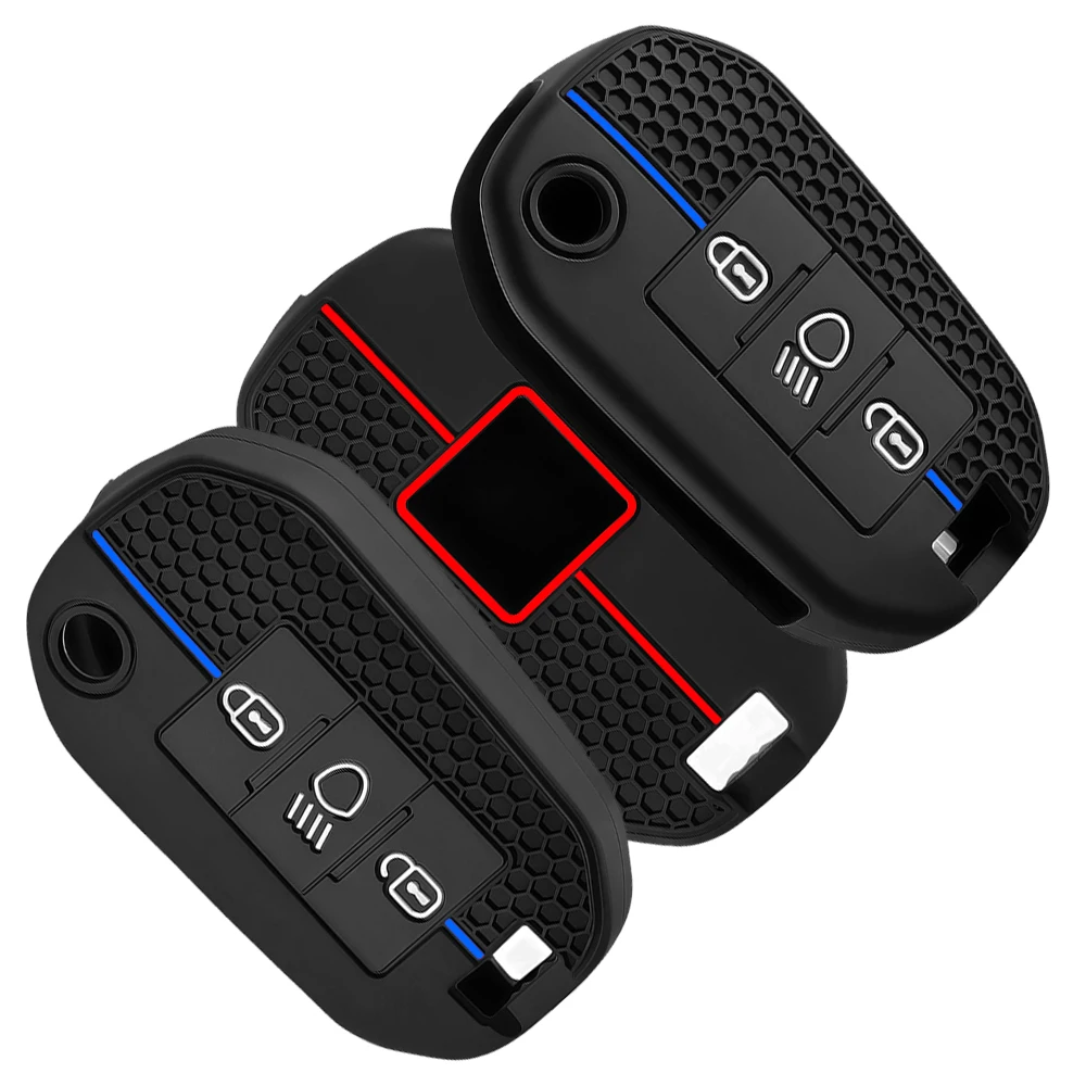 Capa de silicone para chave de carro, chaveiro para peugeot 2008 308 t9 208 para citroen berlingo 2019 c3 cactus picasso c4l c5 x7 c8