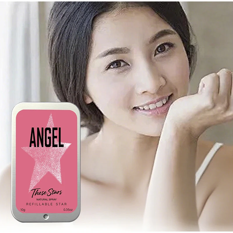 Crème de parfum solide Angel Star, baume de parfum rechargeable portable, baume de parfum durable rafraîchissant au parfum boisé, cadeau pour femmes