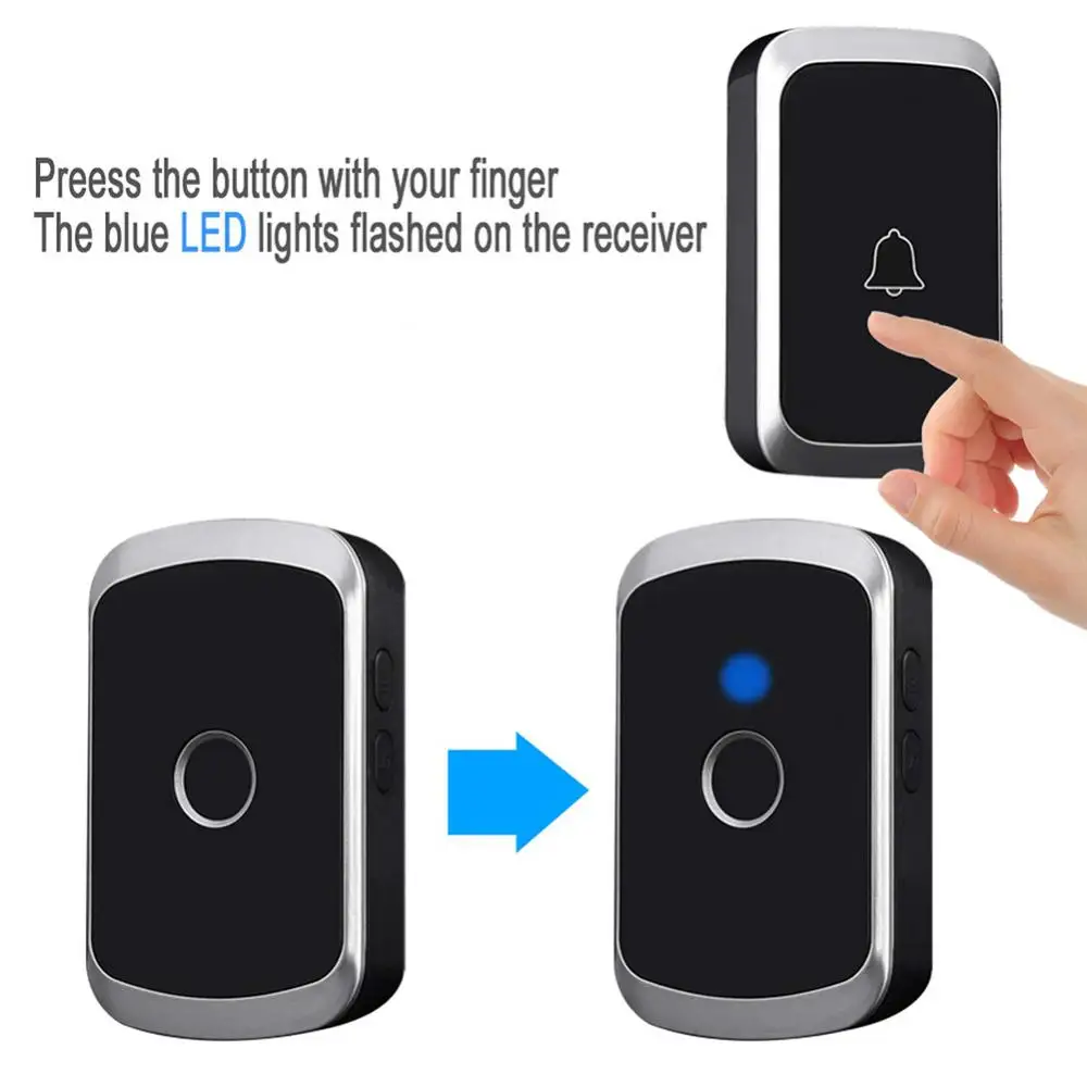 1PCS Wireless Doorbell 36 Chimes Door Ring 100-240V 300M Range IP44 Waterproof EU UK US Plug Receiver Door Bell
