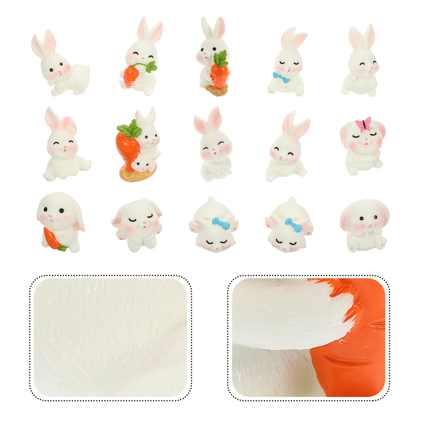 15 Pcs Rabbit Ornament Adorable Garden Decor Miniature Toys Bunny Figurines Decorations Premium Material DIY Small Resin