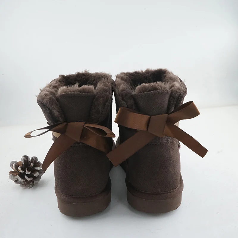 

Новые модные зимние ботинки из натуральной коровьей кожи, теплая зимняя женская обувь, классические женские ботильоны с бантом, ботильоны