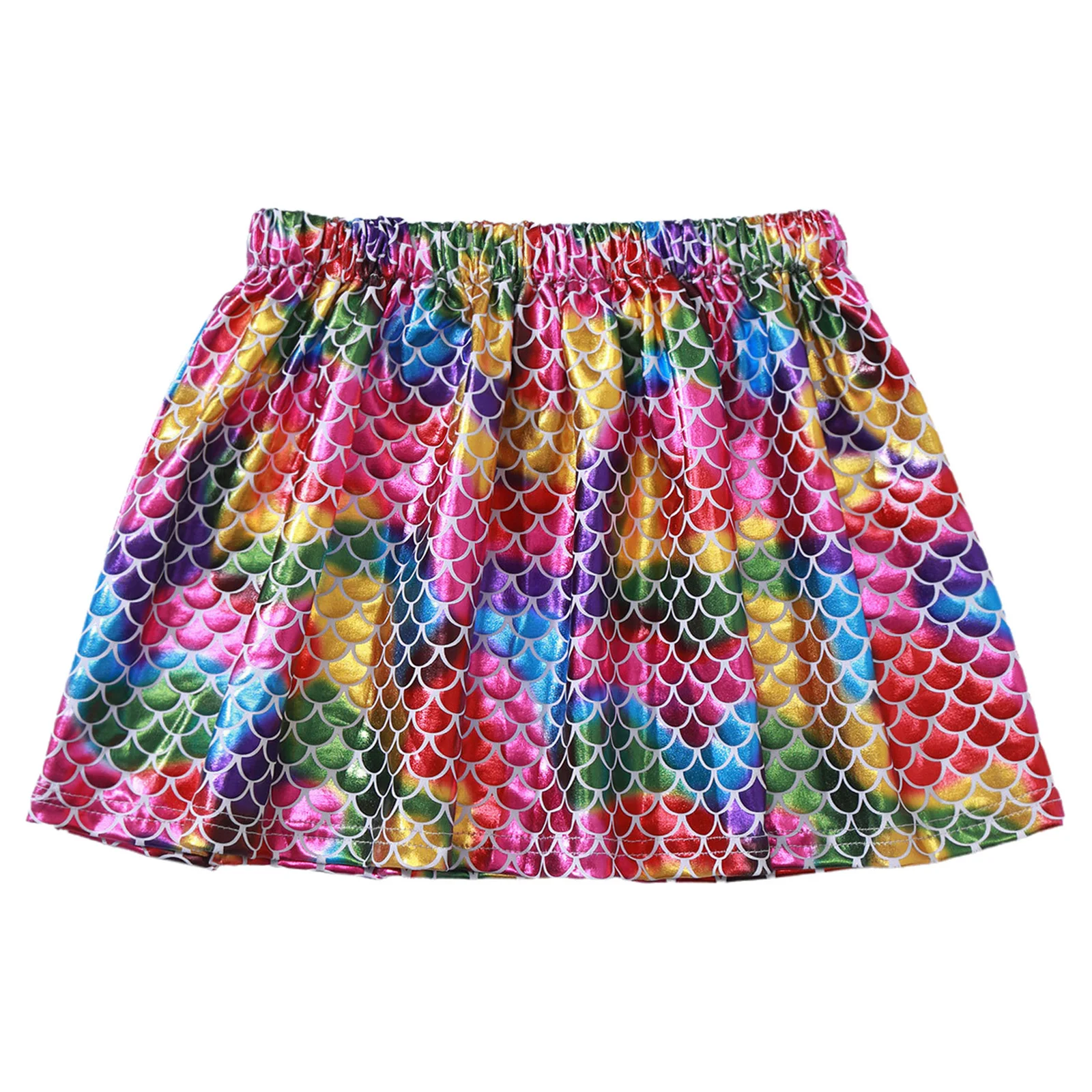 Kids Girls Fashion Casual Shiny Fish Scale Gradient Color Skirt Carnival Theme Party School Show Stage Performance Costume