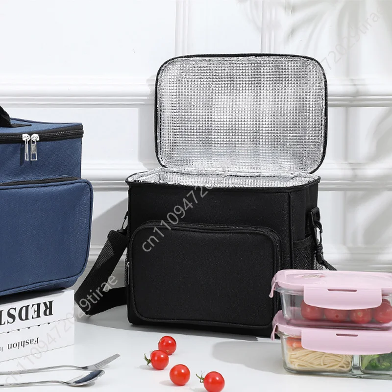 Tas Bento Tebal Kain Oxford Tas Insulasi Portabel Kapasitas Besar Tas Bahu Piknik Luar Ruangan Tas Makan Siang Pelajar