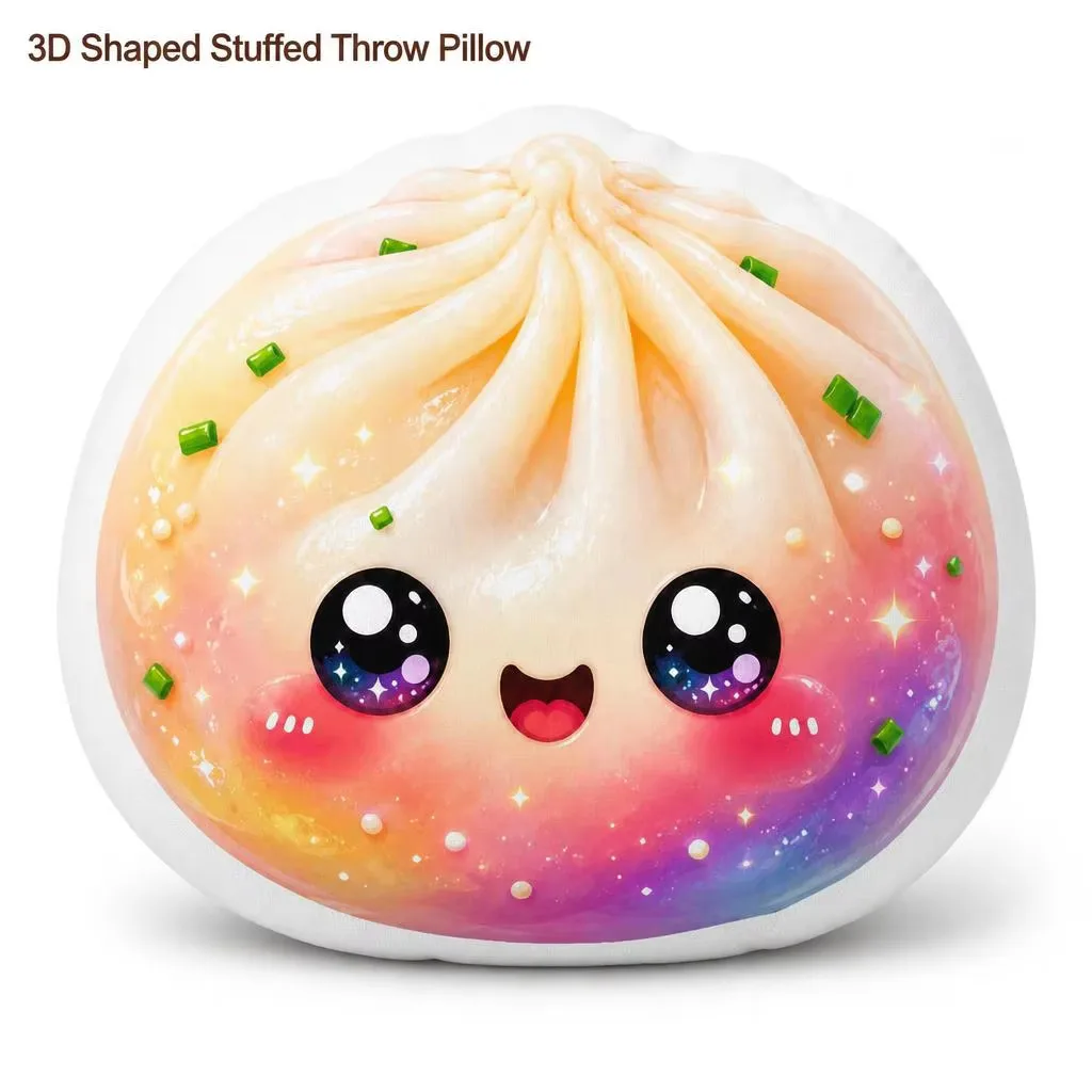 Dumpling Bao Kawaii Blumenförmiges Kissen Unregelmäßiges Stoffkissen Wohndekor Geschenk Schlafzimmer Sofa Dekorativ