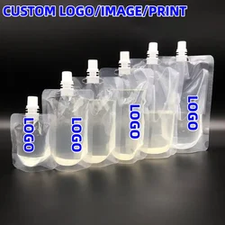 100PCS Clear Plastic Spout Bags 30ML-500ML Suction Nozzle Beverage Pouches for Coffee Beer Juice Wedding Party Birthday Christma