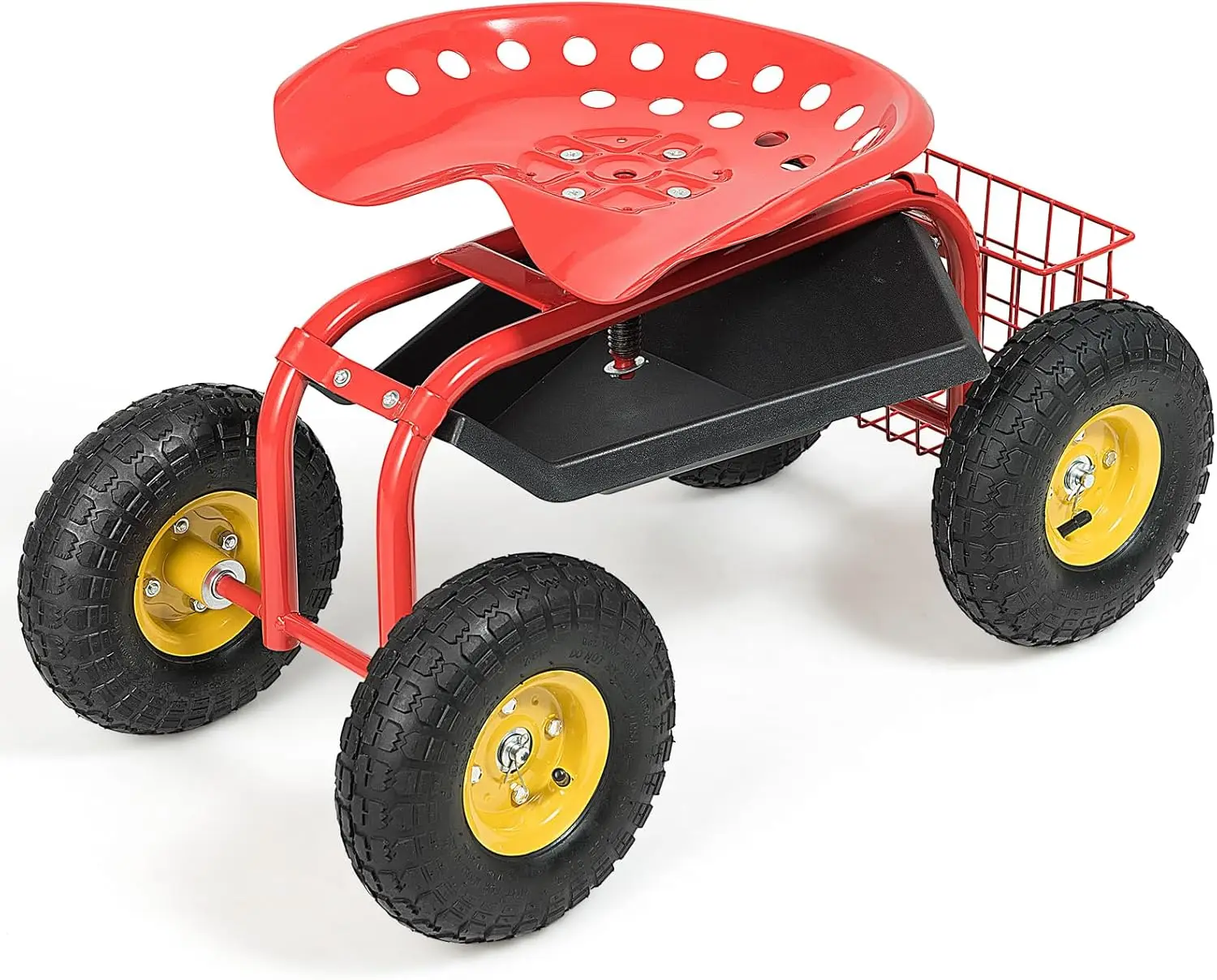 

Регулируемое садовое сиденье на колесах с лотком для инструментов и корзиной, сверхпрочный уличный тележка-скутер для пожилых людей