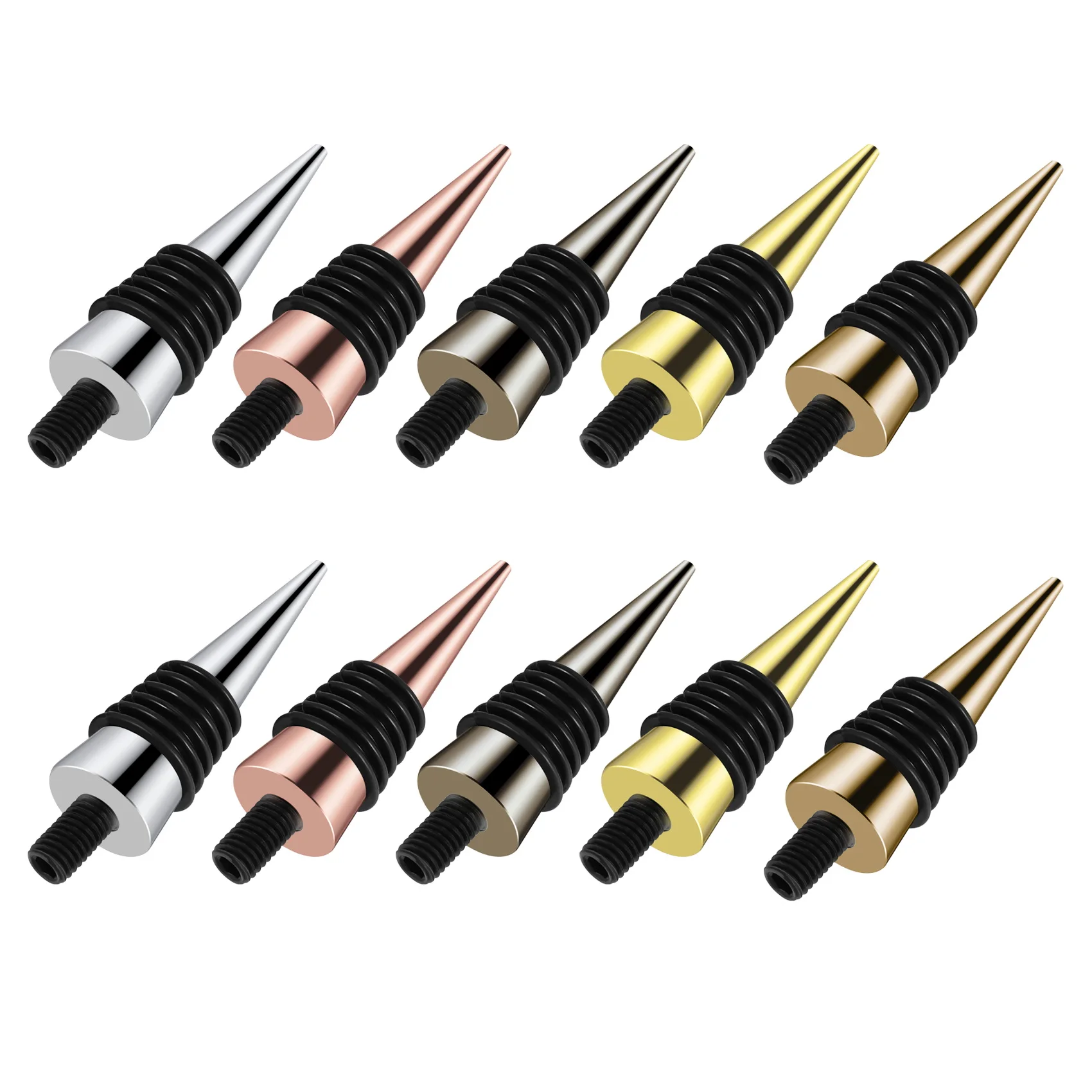 (ˉ﹃ˉ) 10 Pieces Blank Bottle Stopper with Threaded Post Metal Wine Stopper Inserts Set Hardware for Wood Turning DIY Project