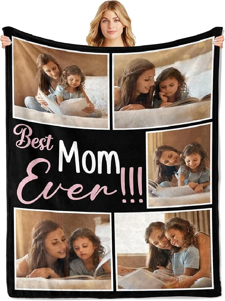 1 unidad, envío al día siguiente, regalos personalizados para el Día de la Madre y cumpleaños de parte de hija, hijo y esposo, mantas personalizadas para la mejor mamá