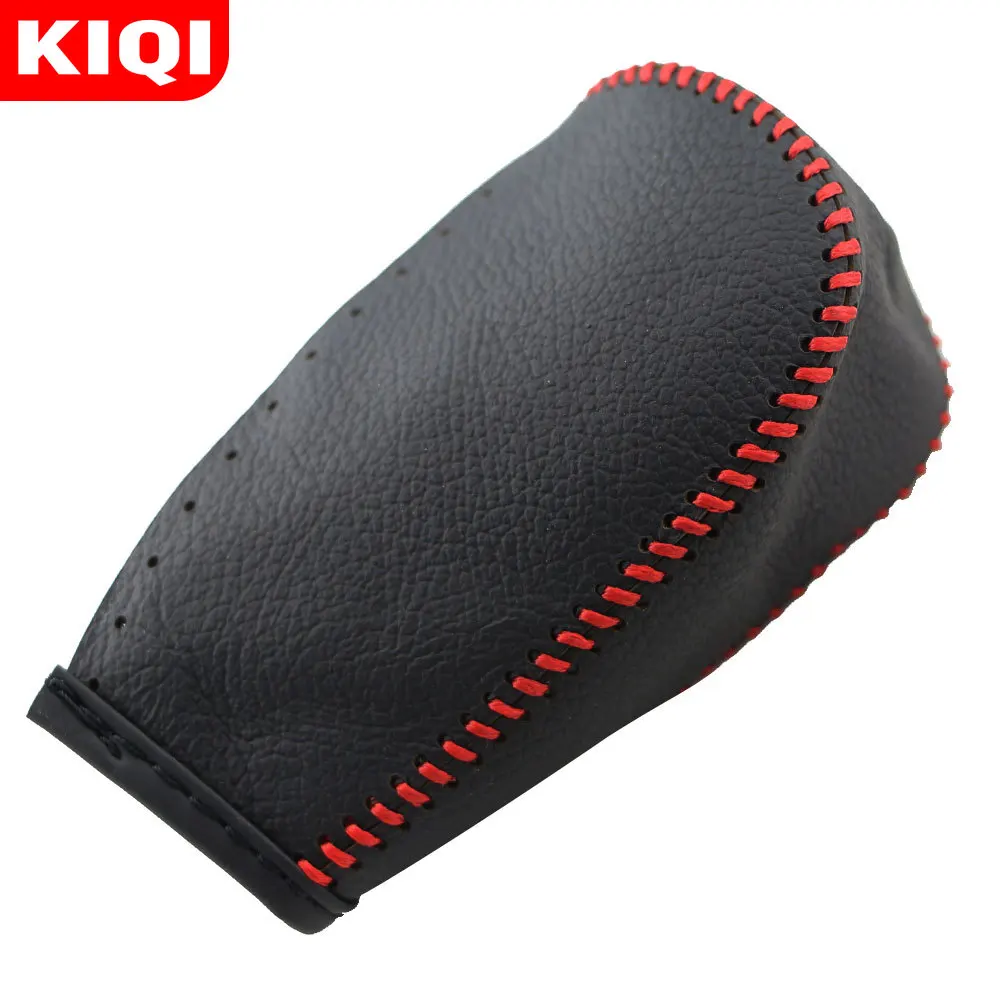 KIQI Leather AT Car Gear Shift Collars Shift Knob Protection Cover for Mitsubishi Outlander 2013 2014 2015 - 2020 Accessories