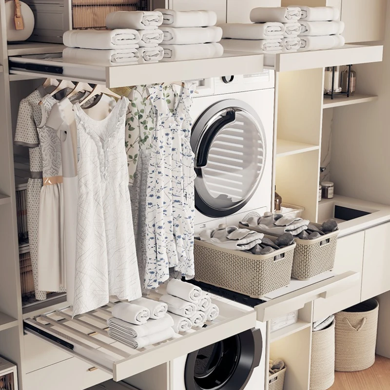 Pull Out Clothes Drying Rack Retractable Above Washing Machine Clothes Hanger Hidden Storage Drying Racks Balcony Laundry Rack