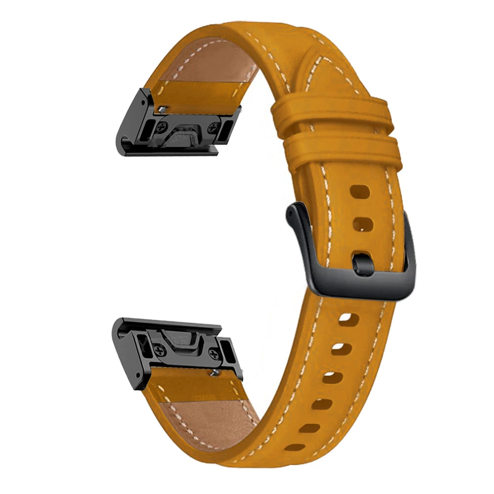 26 22Mm Lederen Horlogeband Wriststrap Voor Garmin Fenix 6X 6 Pro 5X 5 7X 7 3HR Gemakkelijk Fit quick Release Wirstband Fenix6