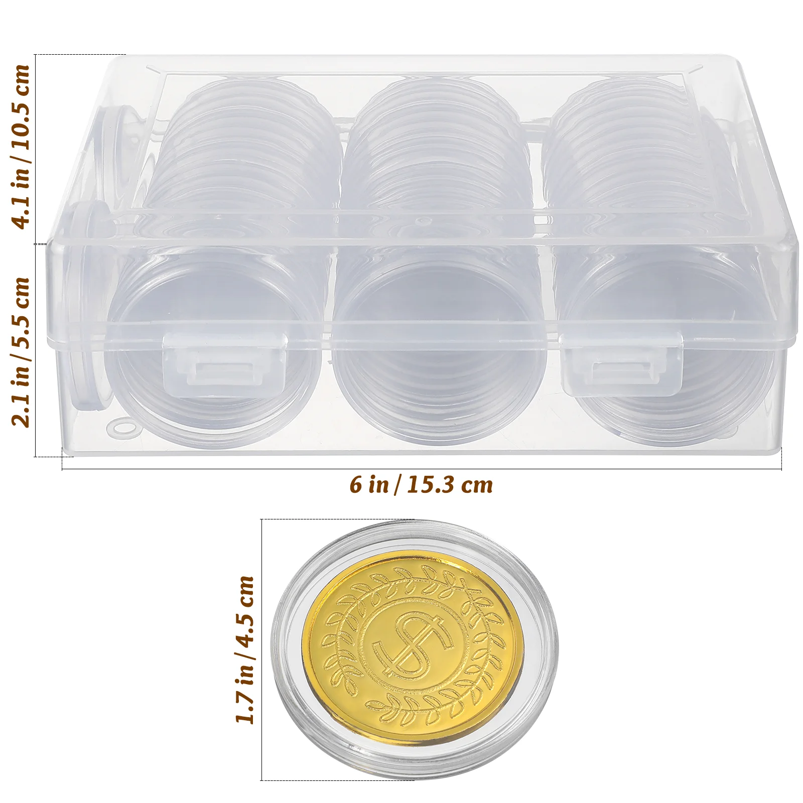 100 Pcs Supplies Round Box Storage Square Container Challenge Coin Collecting Clear Case