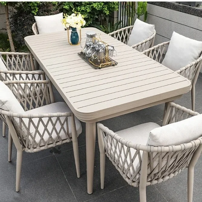 Outdoor aluminum alloy table courtyard open-air hotel garden yard balcony terrace Internet celebrity outdoor retractable