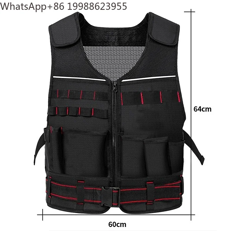 Durable Heavy Construction Vest with Tool Pouch, Adjustable Tactical Work Vest High Quality Multipocket Utility Safety Tool Vest