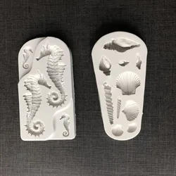 Cartoon Ocean Hippocamp Fondant Shell Conch Cake Silicone Mold Candy Chocolate DIY Baking Decoration Tool