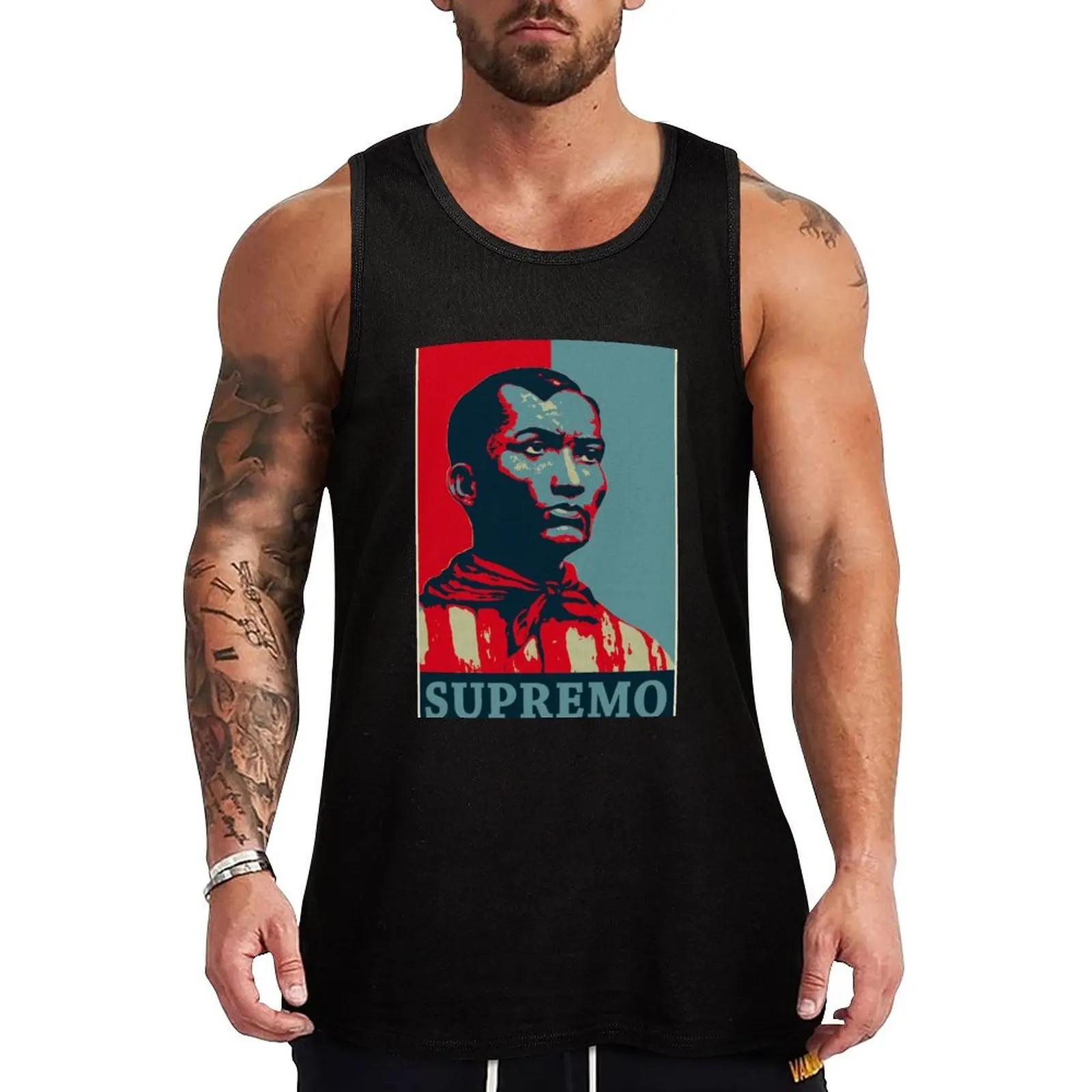 Andrés Bonifacio - Supremo: Camiseta sin mangas inspirada en Shepard Fairey con logo impreso, camiseta sin mangas informal con gráfico