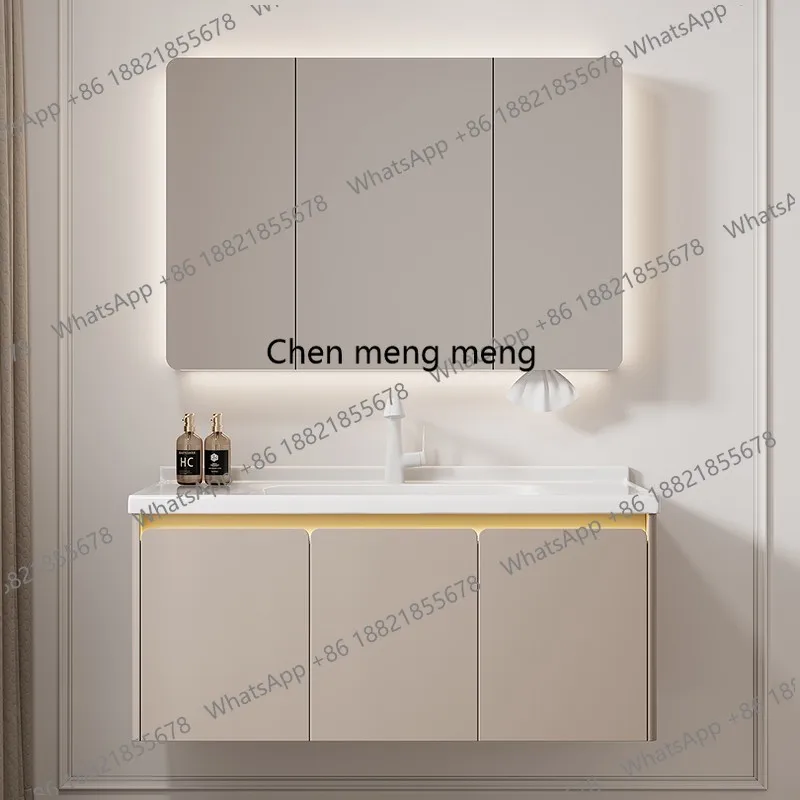 B456 Mirror Led Light Bathroom Cabinet Shelf Modern Hidden Sink Bathroom Cabinet Minimalist Slim Mobili Per La Casa House Access