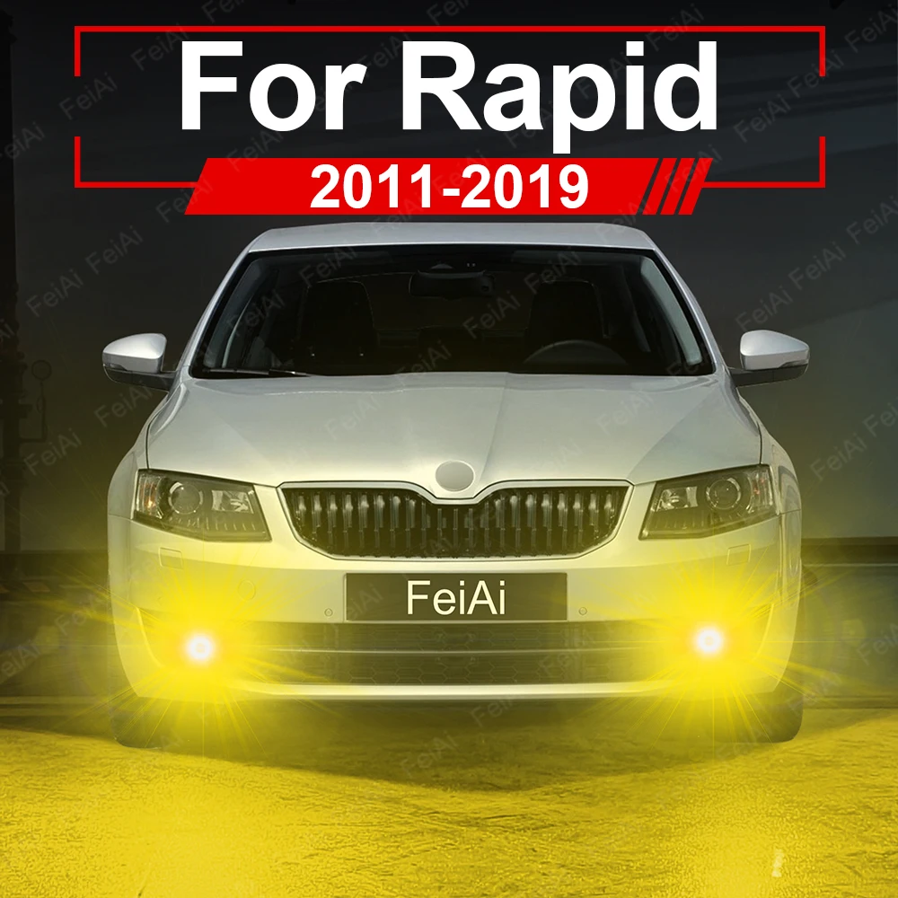 

LED Front Fog Lights For Skoda Rapid NA2 NH3 2011 2012 2013 2014 2015 2016 2017 2018 2019 Dual Color LED Fog Light White Yellow