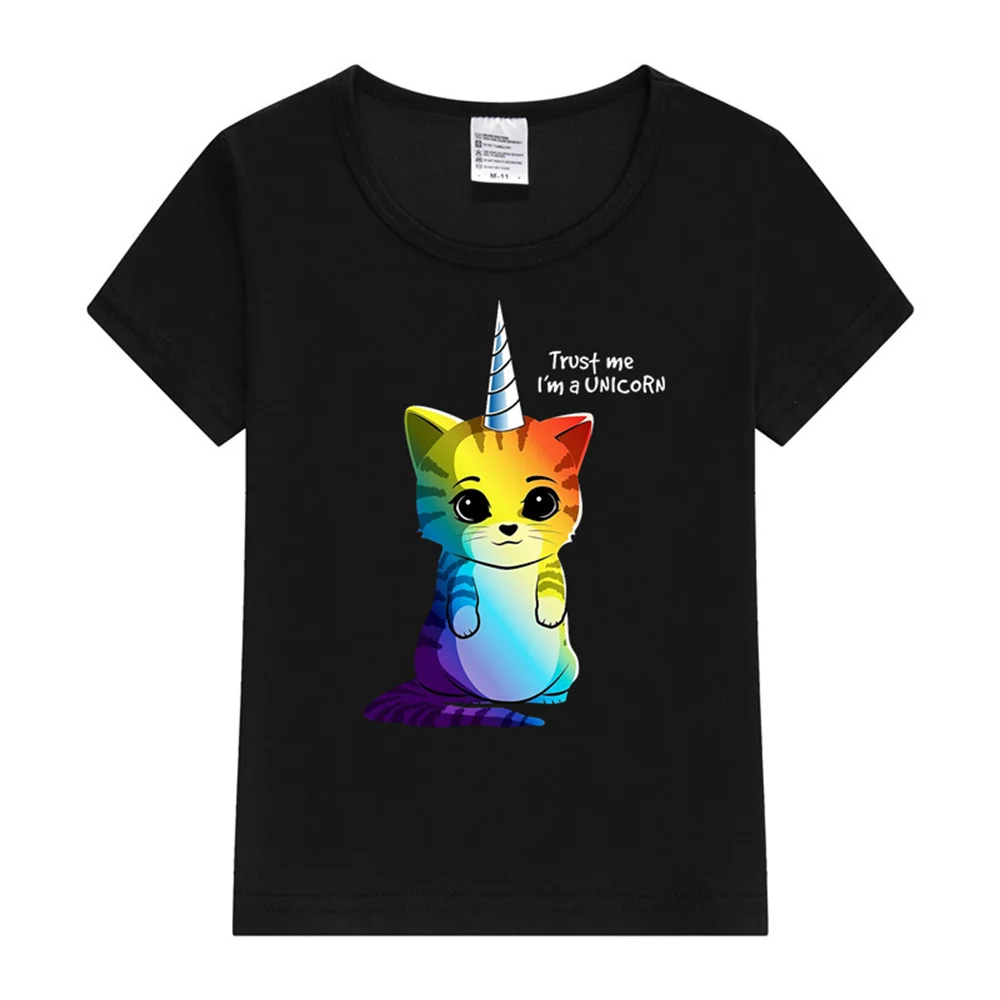 Caticorn T shirt Cat Unicorn Kittycorn Meowgical Rainbow Gifts Kids Girls Women Funny Cute Tees Kids T-Shirt New Sleeve Clothing