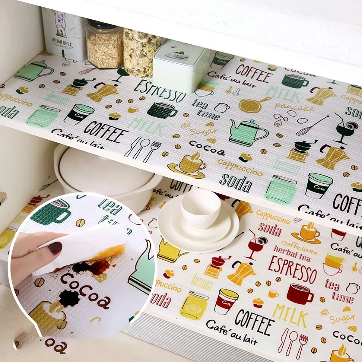 Non-slip Drawer Liner Paper Can Cut Table Mat Drawers Mat Cartoon Waterproof Oil  Placemat Thickened Kitchen Moisture-proof Pad