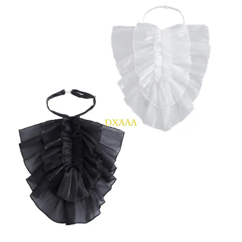 DXAA 2PCS Ruffle Drape Design Decorative Collar with Victorian Courtstyle for Evening Party and Event Gathering Costume Props