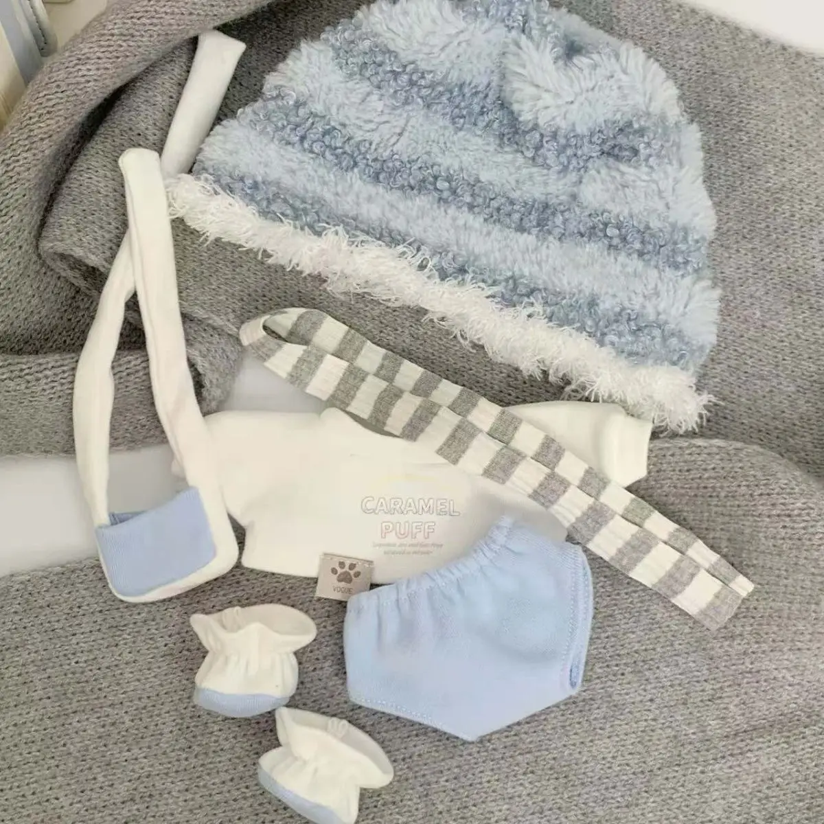 Niedliches Kawaii-Puppenkleidungsset aus Baumwolle, geeignet für 10 cm/20 cm große Baumwoll-Plüschtier-Ersatzkleidungsset