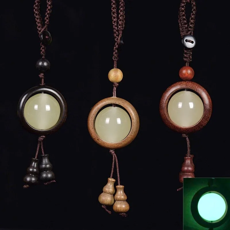 

Blood Sandalwood Lucky Luminous Beads Wooden Buddhist Keychain Fluorescent Custom Bag Buddha Pendant Ebony Wood Buddhism Keyring