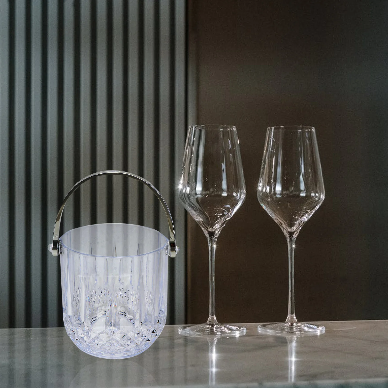 

Ice Bucket Hotel Barrel Container Metal Storage Barrels Acrylic Cube for Party Clear Holder Transparent