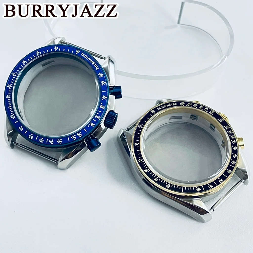 40mm Waterproof Watch Case Coated Glass Two Tone Gold Watch Case Watch Accessories Part Fit VK63 VK64 Quartz Chronograph Movemen